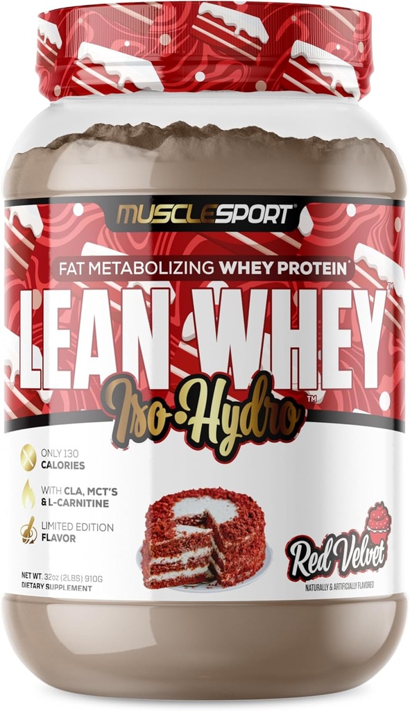 Myrussport Lean Whey RevolutionTM Protein Powder - Whey Protein Isolate - Χαμηλή θερμίδα, χαμηλό λίπος, απίστευτη γεύση - 25g πρωτεΐνη ανά Scoop - 2lb Red Velvet