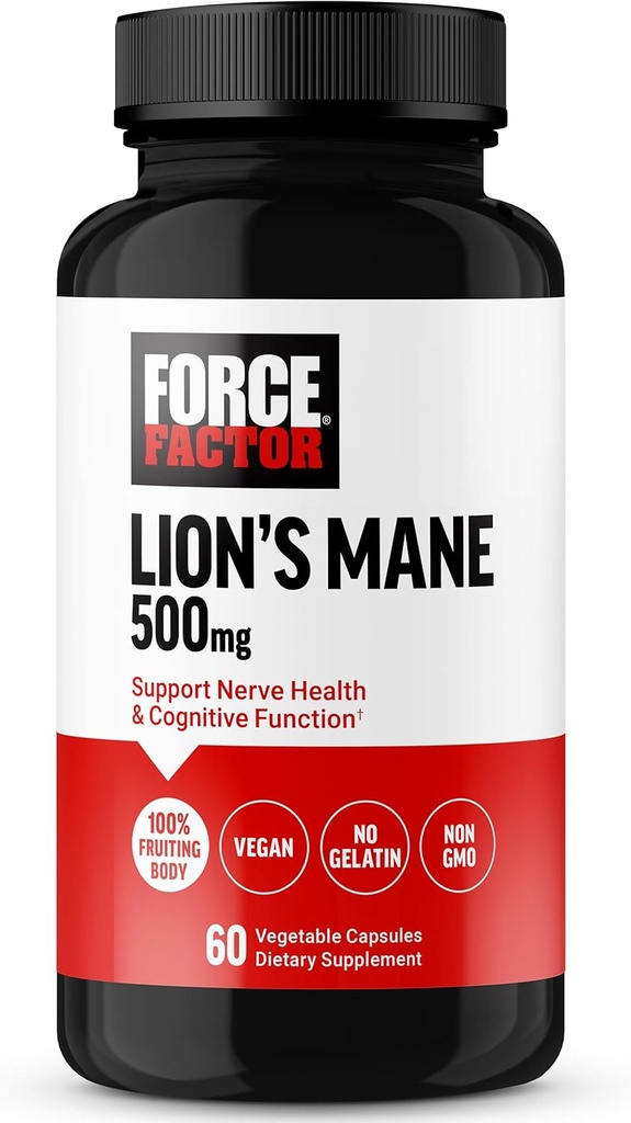 Power Factor Lion’s Mane Supplement Κάψουλες, Μνήμη & Focus Supplement, Υποστηρίζει Nerve Υγεία & Γνωστική Λειτουργία, Φτιαγμένο με 100% Φρουτιστικό Σώμα, Vegan, Χωρίς Ζελατίνη, Μη ΓΤΟ, 60 Καψάκια λαχανικών