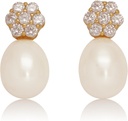 Σκουλαρίκια 18K Gold Plated Sterling Silver Stud Pink Cultured Pearl Drop