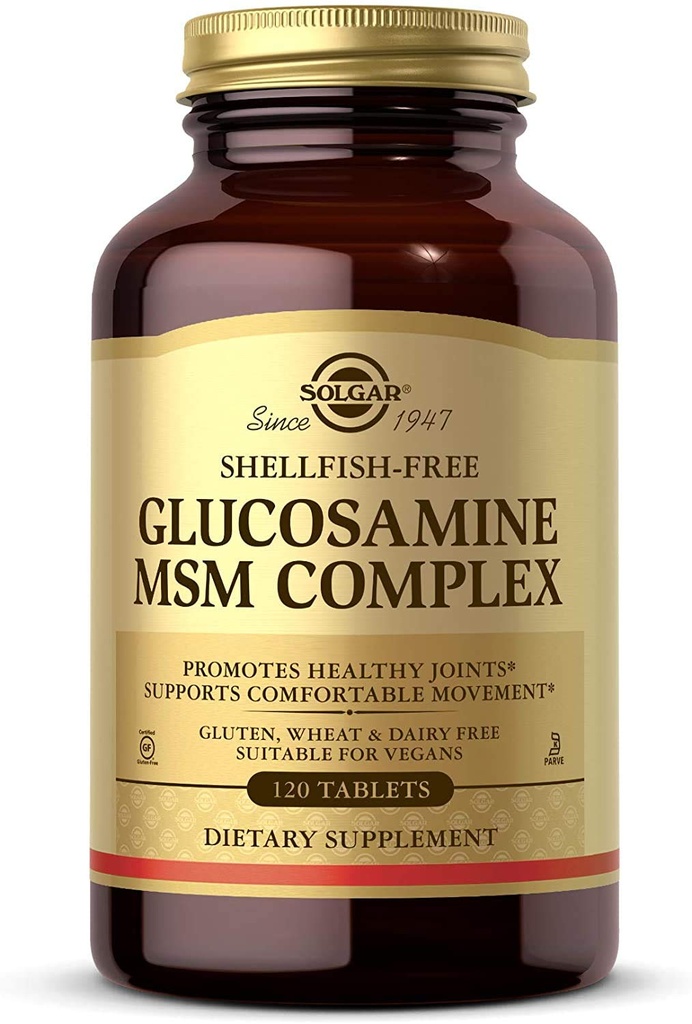 Solgar Glucosamine MSM Complex, 120 Tablets - Προάγει υγιείς αρθρώσεις - Υποστηρίζει Εύρος Κίνησης & Ευελιξίας - Υποστηρίζει Collagen - Shellfish-Free - Χωρίς γλουτένη, Χωρίς γαλακτοκομικά, Kosher - 40 Σερβιέτες