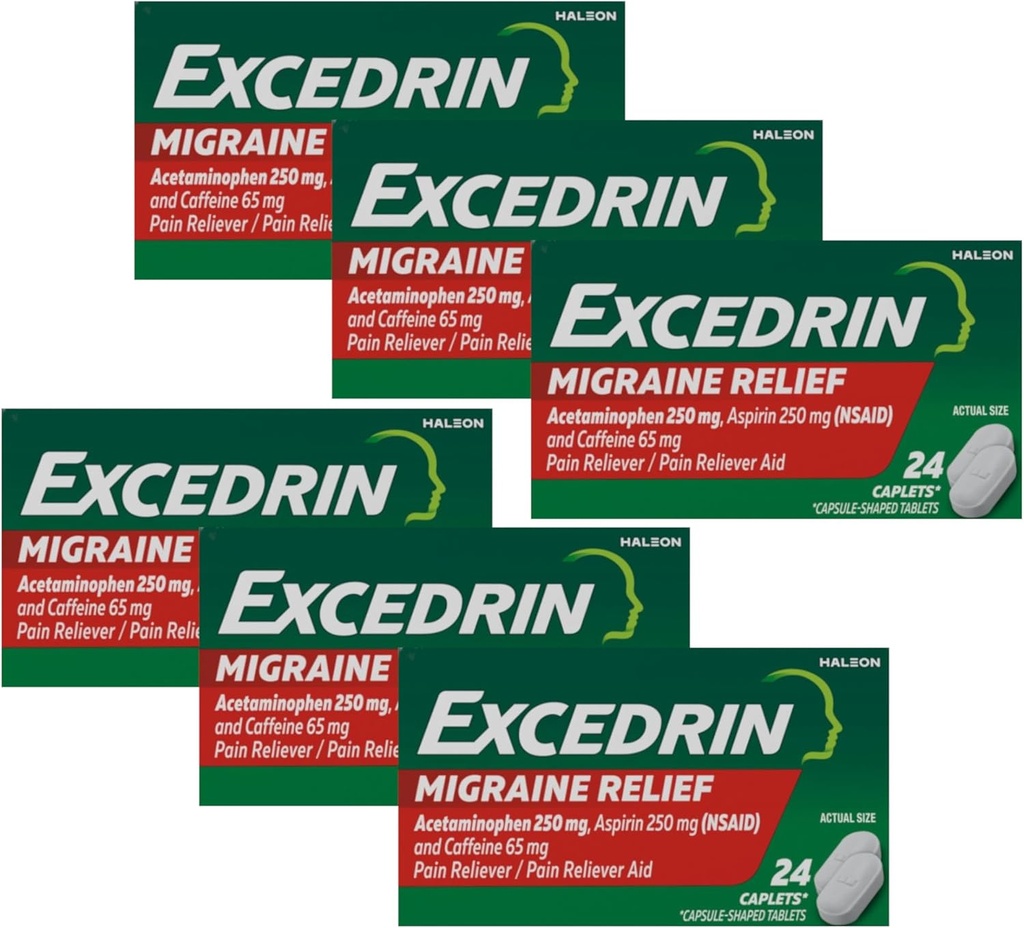 Excedrin Migraine Relief Medication, 24 Caplets (πακέτο των 6)