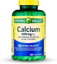 Συμπλήρωμα ασβεστίου Spring- Valley 600 mg με βιταμίνη d3 για Ισχυρότερη υγεία των οστών-250 δισκία
