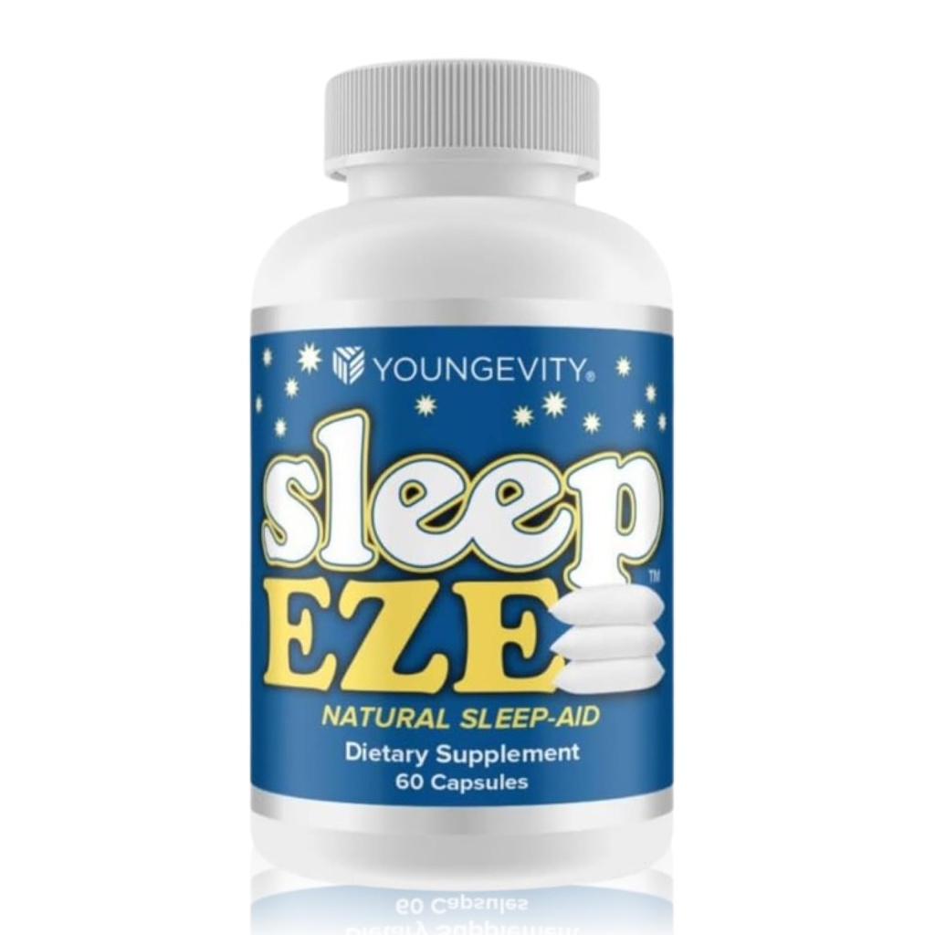 Youngevity Sleep Eze - Natural Sleep Support - Valerian Root, Passion Flower, 5-HTP, Melatonin - Non-Habit Forming - Sleeping Support Supplement - (60 Capsules)