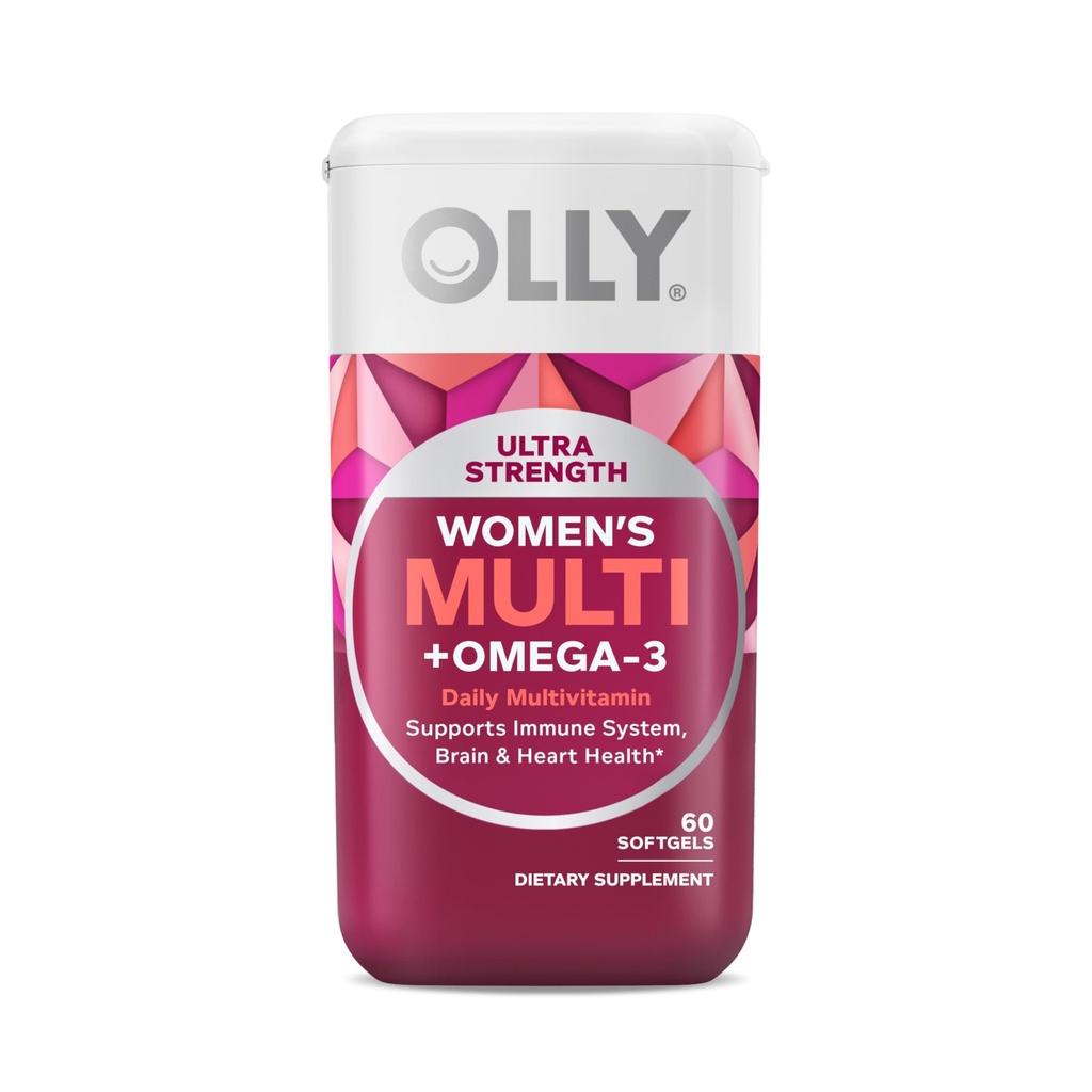 OLLY Ultra Strength Γυναικεία Multi Softgels, Συνολική Υγεία και Ανοσολογική Υποστήριξη, Ωμέγα-3s, Σιδήρος, Βιταμίνες A, D, C, E, B12, Καθημερινή Πολυβιταμίνη, 30 Ημέρα προσφοράς - 60 Μέτρα
