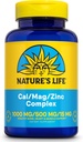 ΖΩΗ ΦΥΣΗ Cal Mag ψευδάργυρος Complex 1000mg / 500mg / 15mg - Ασβέστιο Μαγνήσιο ψευδάργυρο συμπλήρωμα w/Vitamin D και βόριο - Οστική υγεία, μυών και καρδιάς Υποστήριξη για την υγεία, 60 Ημέρα Εγγύηση, 25 Serv, 100 Caps