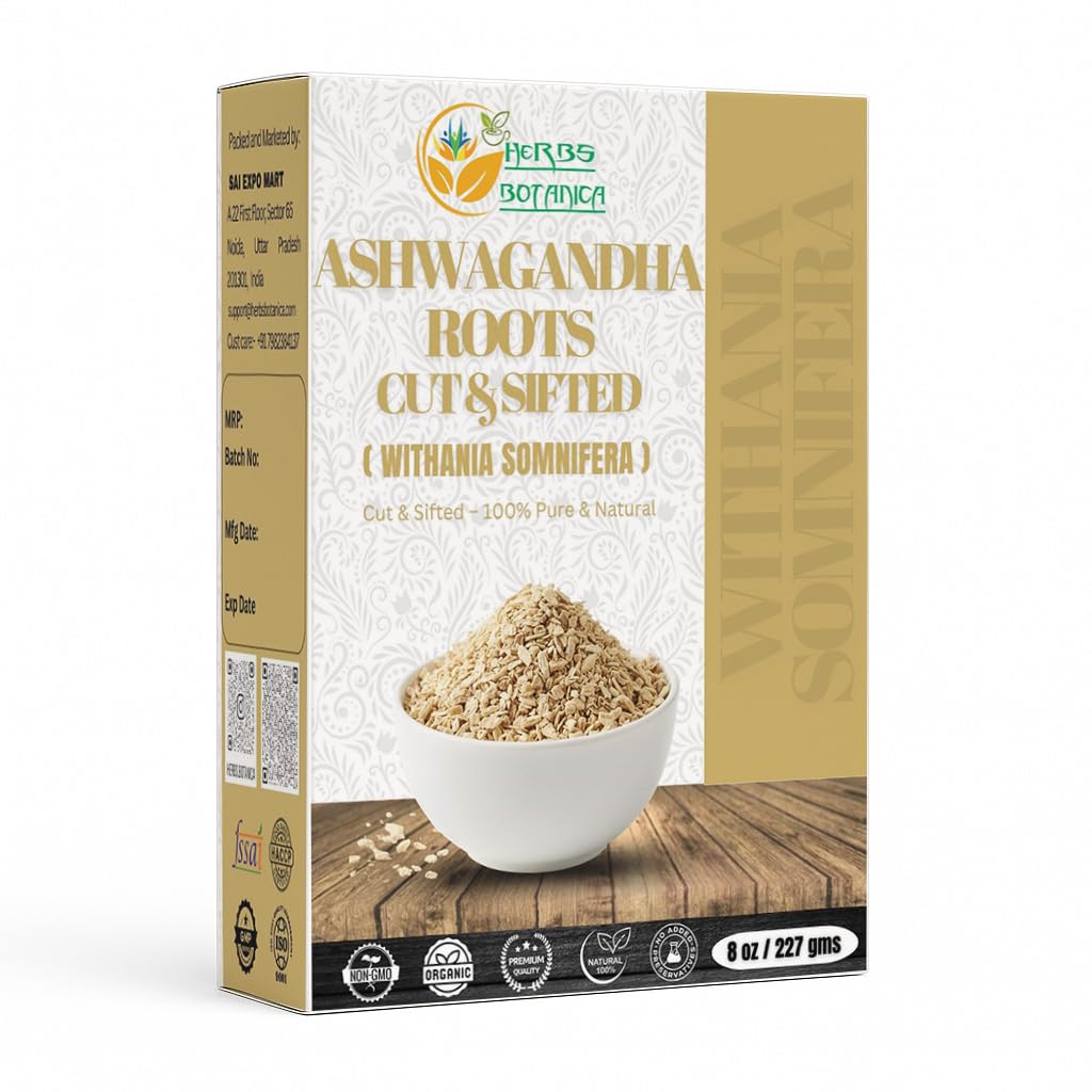 Βότανα Botanica Ashwagandha Root Tea Loose Leaf for Herbal Tea, Ashwagandha Tea Herb Συμπληρώματα, Withania Somnifera για ανοσοποιητική υποστήριξη και αντοχή 3-5 mm Κόψεις Μέγεθος 8 Oz Συσκευασία