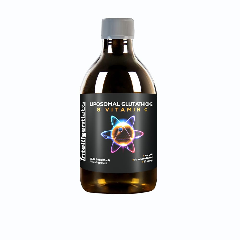 Intelligent Labs Λιποσωμική Γλουταθειόνη + Βιταμίνη C, Σύνθετη Υγρή Αντιοξειδωτική Φόρμουλα, 500 mg Μειωμένη L-Γλουταθειόνη + 1000 mg Βιταμίνη C ανά Σερβίρισμα, 30 Σερβιέτες, Χωρίς Σόγια