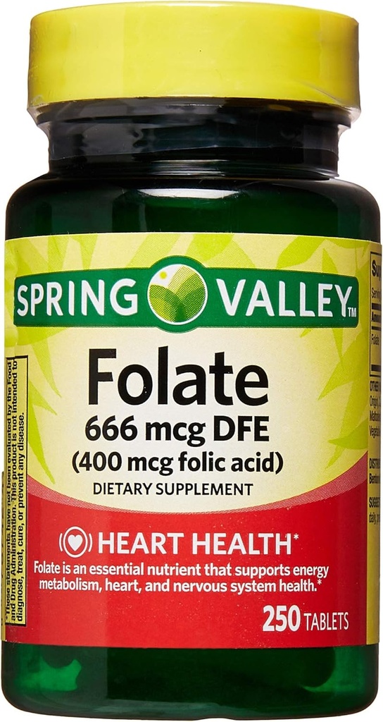 Spring Valley - Folic Acid 400 mcg, 250 Tablets