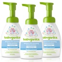 Babyganics Χωρίς αλκοόλ Αφριστικό Εξυπηρετητής χεριών, Μπουκάλι αντλίας, Αρώματα Δωρεάν, 8,45 oz, 3 Pack