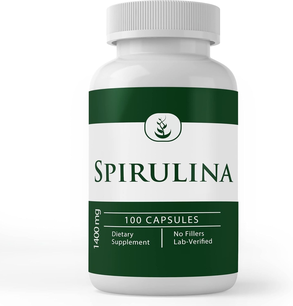 PURE αρχικά ΣΥΣΤΑΤΙΚΑ Spirulina (100 κάψουλες) πλούσια σε Phycocyanin, καθαρό