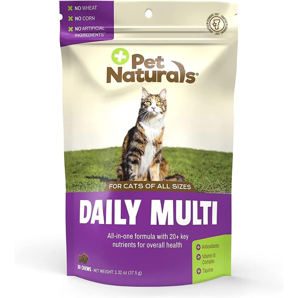 Pet Naturals Καθημερινή πολυβιταμίνη για γάτες με βιοτίνη, ταυρίνη και αργινίνη, 30 μάσημα με γεύση ψαριών