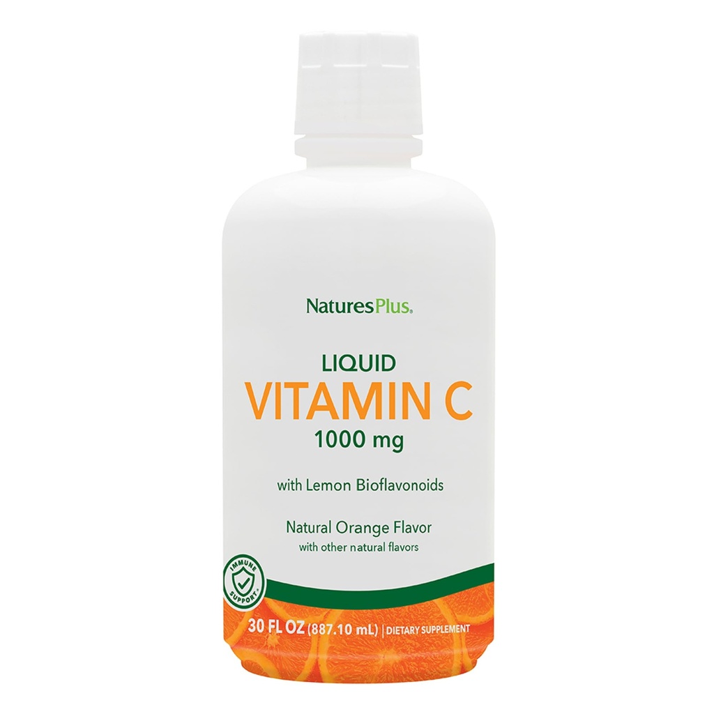 NaturesPlus Υγρή Βιταμίνη C - 1000 mg, 30 fl oz - με Λεμόνια Βιοφλαβονοειδή - Χορτοφάγα, Χωρίς Γλουτένη - 30 Σερβιέτες