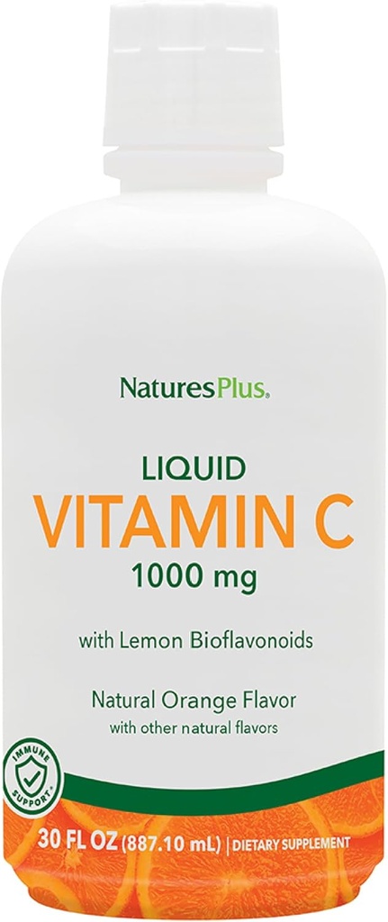 NaturesPlus Υγρή Βιταμίνη C - 1000 mg, 30 fl oz - με Λεμόνια Βιοφλαβονοειδή - Χορτοφάγα, Χωρίς Γλουτένη - 30 Σερβιέτες