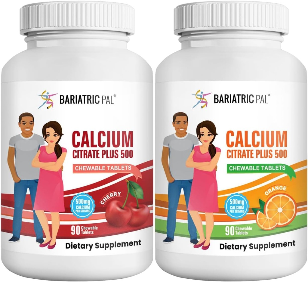 BariatricPal ασβέστιο Κιτρικό 500mg μασώμενα δισκία - συσκευασία ποικιλίας 2-Flavor