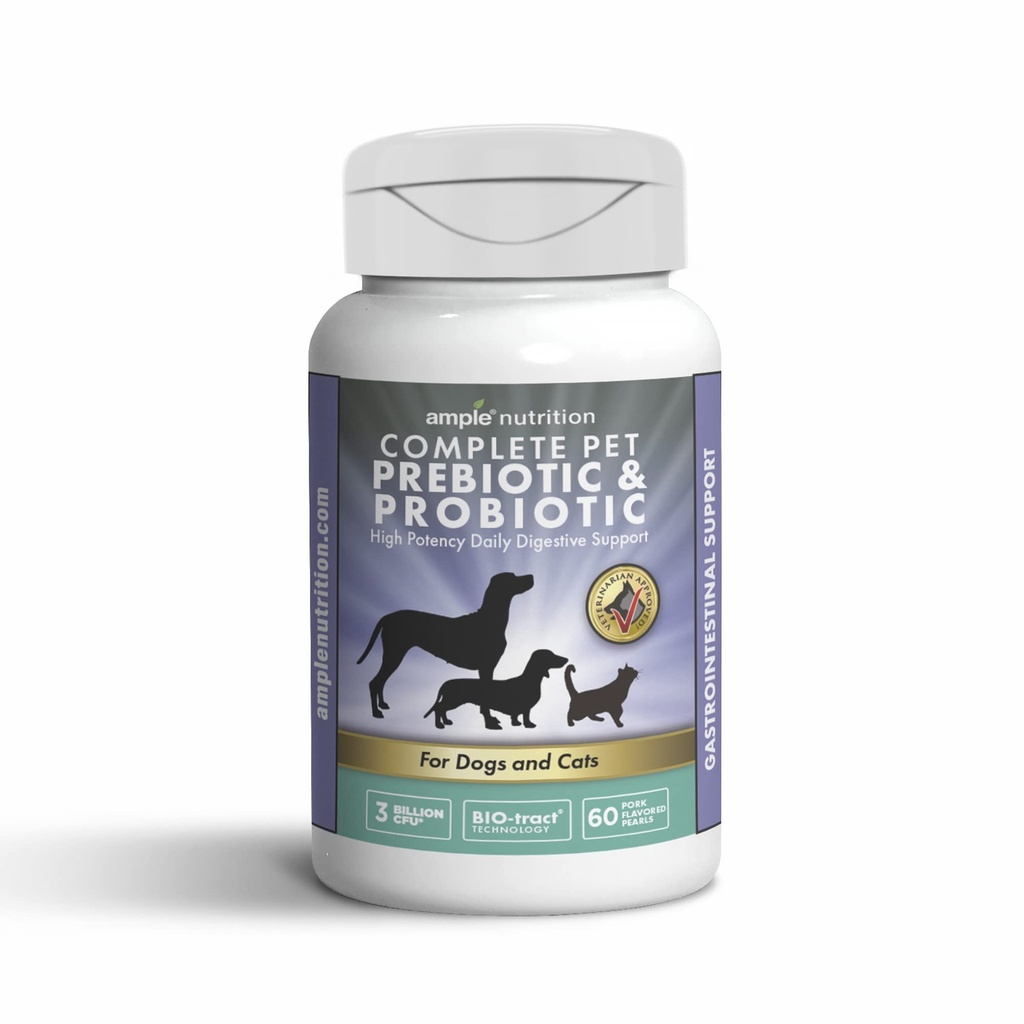 Ample Nutrition Complete Pet Prebiotic + Προβιοτικό για σκύλους & γάτες, 60ct Χοιρινό Γεύσεις Μαργαριτάρια