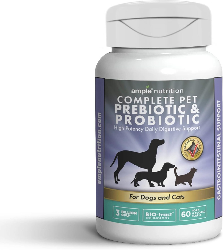 Ample Nutrition Complete Pet Prebiotic + Προβιοτικό για σκύλους & γάτες, 60ct Χοιρινό Γεύσεις Μαργαριτάρια