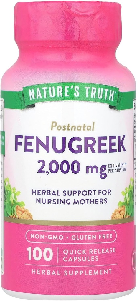 Nature's Truth Fenugreek 2000 mg Supplements, 100 Count (Pack of 1)