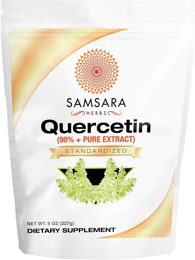Samsara Herbs Quercetin 98%+ Pure Extract Powder (8oz/226g) - Ισούται με 452 x 500mg Κάψουλες