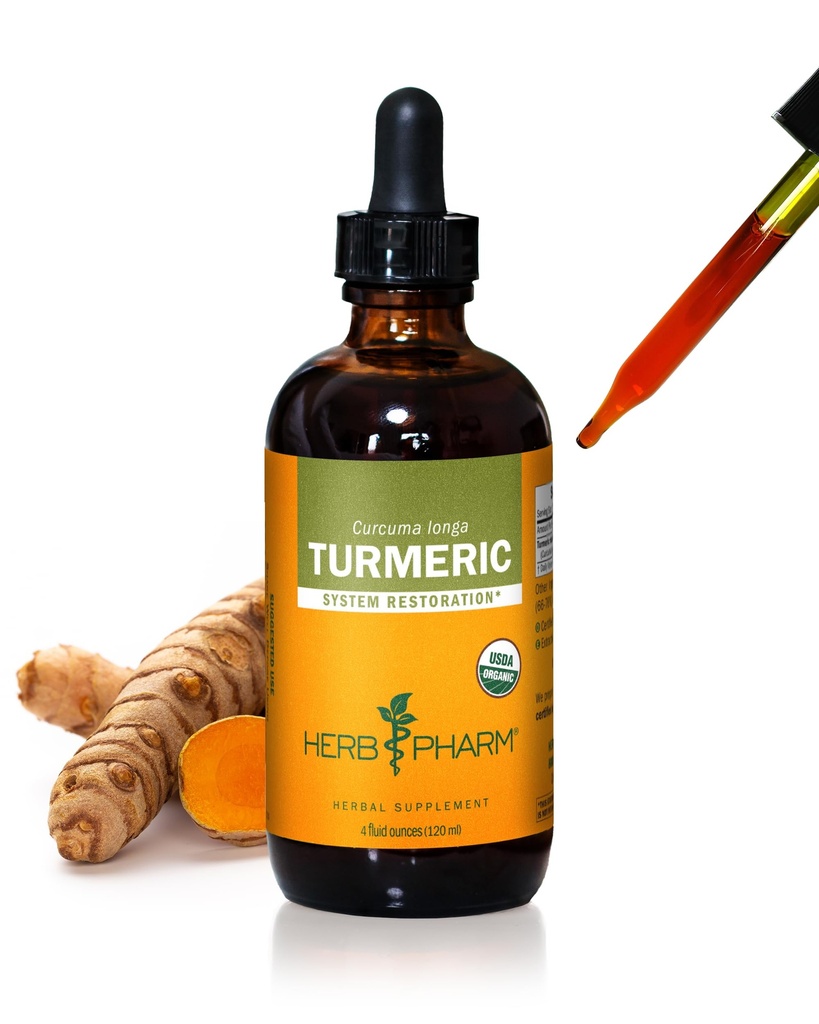 Herb Pharm Turmeric Liquid Extract: USDA Organic Liver, Joint, Muscle, Cardiovascular, and Digestive Support, Fast-Absorbing & Sugar-Free Turmeric Root Tincture, Up to ~12 Week Supply, 4 oz*