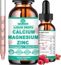 Calcium Magnesium Zinc D3 with Calm Magnesium Glycinate Plus Ashwagandha, L-Theanine, Liquid Calcium with Vitamin D3 and Magnesium Supplement for Immune, Bone, Muscle, Mood & Sleep Support
