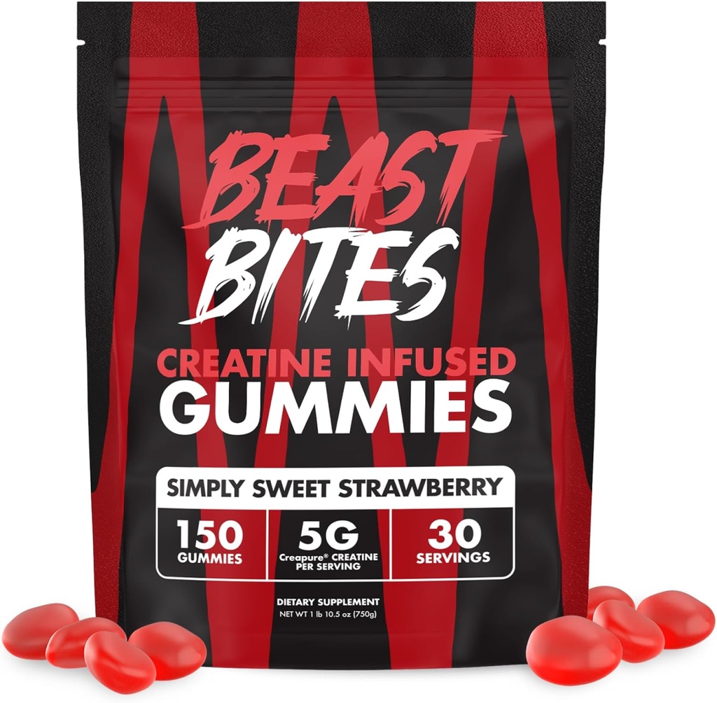 BEAST BITES - Creatine Infused Gummies - 5g Creapure Creatine Monohydrate Per Serving - NSF Certified for Sport - 30 Υπηρεσίες