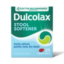 Dulcolax Stool Αποσκληρυντής Laxative Liquid Gel Κάψουλες, Απαλή δυσκοιλιότητα Ανακούφιση για Σκληρό, Ξηρό Stools, Docusate Sodium 100 mg, 25 Count