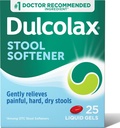 Dulcolax Stool Softener Laxative Liquid Gel Capsules, Gentle Constipation Relief for Hard, Dry Stools, Docusate Sodium 100 mg, 25 Count
