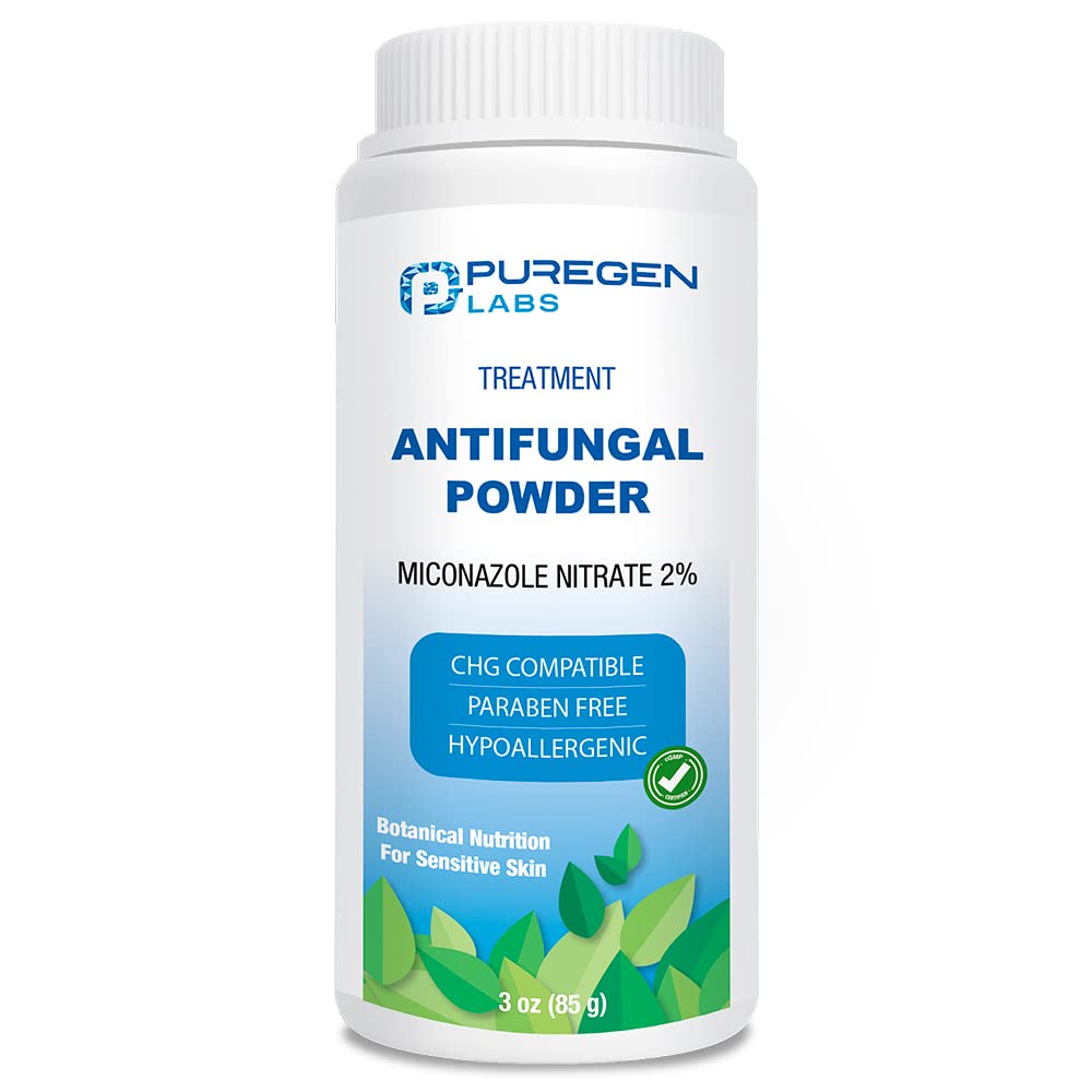 Puregen Labs Αντιμυκητιασική σκόνη με 2% Miconazole Nitrate για κοινές μυκητιασικές λοιμώξεις Συμπεριλαμβανομένων των ποδών του αθλητή, Jock Itch και Ringworm, Talc Free, 3 oz (85g)