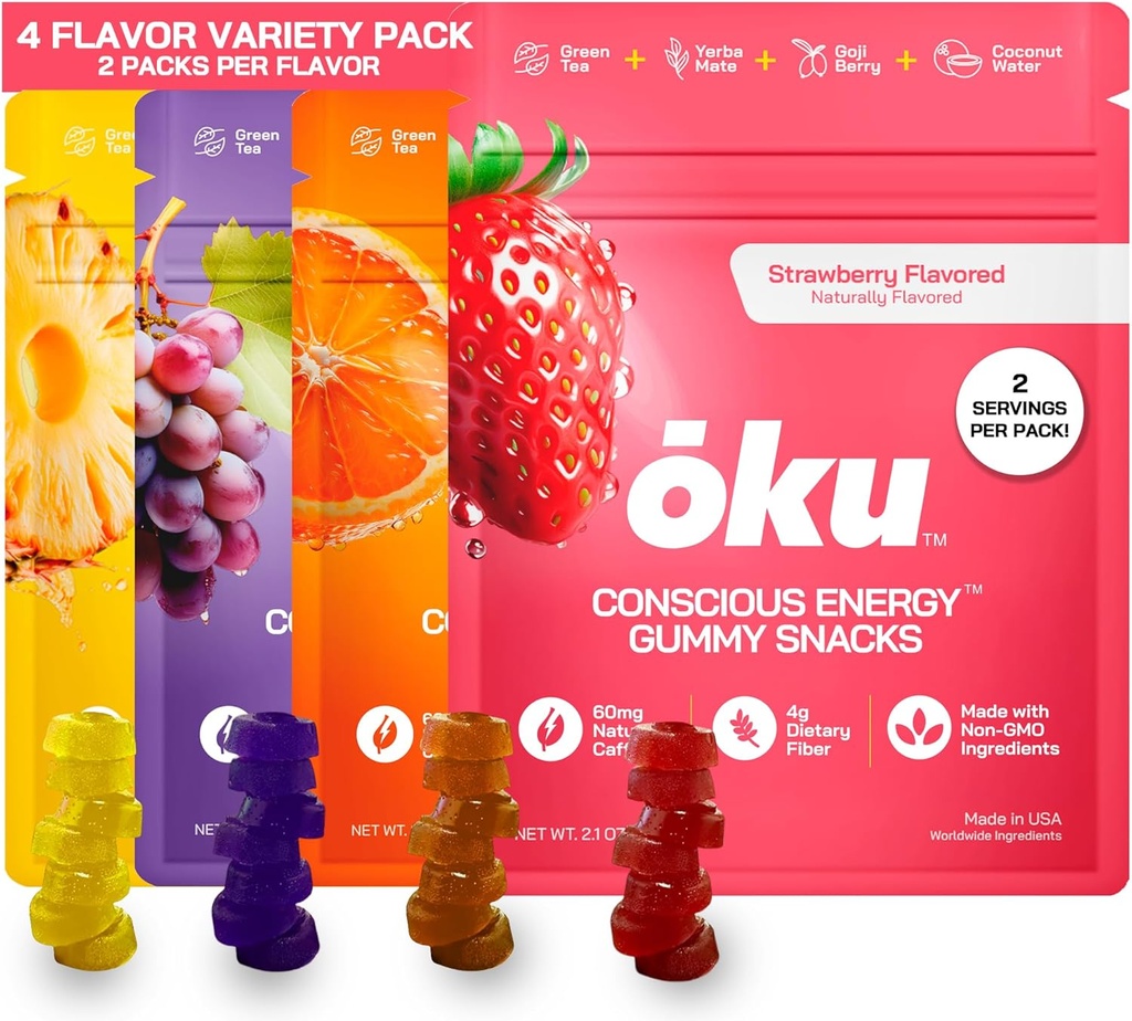 ōku Energy Chews - Ενέργεια Gummies w/Φυσική καφεΐνη από πράσινο τσάι 
