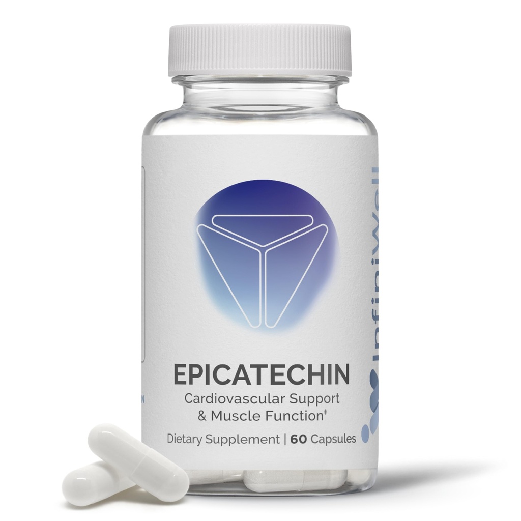 InfiniWell Epicatechin συμπλήρωμα - Υποστηρίξτε την οικοδόμηση μυών & παραγωγή νιτρικών οξειδίων - Προώθηση υγιούς σύνθεσης πρωτεϊνών, αποκατάστασης της άσκησης, αντιοξειδωτική υποστήριξη & γνωστική λειτουργία (60 κάψουλες)