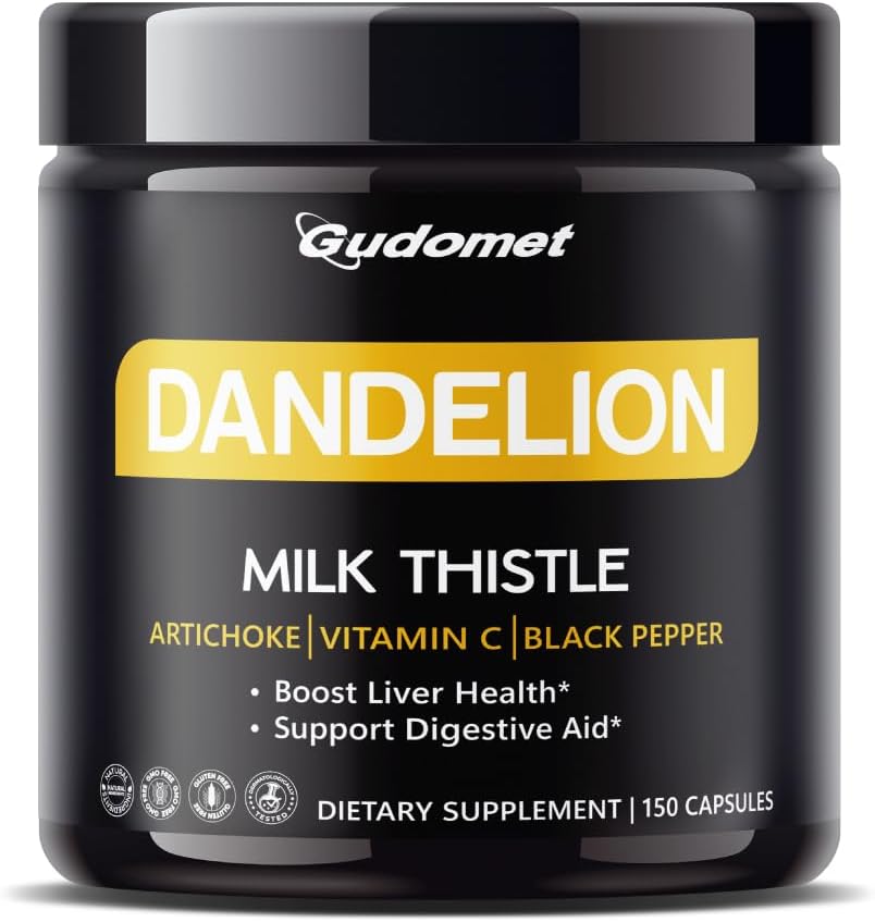 Dandelion with Milk Thistle, Artichoke, Vitamin C & Black Pepper – Υποστηρίζει την υγεία του ήπατος & Digestive Aid -150 κάψουλες- Κατασκευάζονται στις ΗΠΑ
