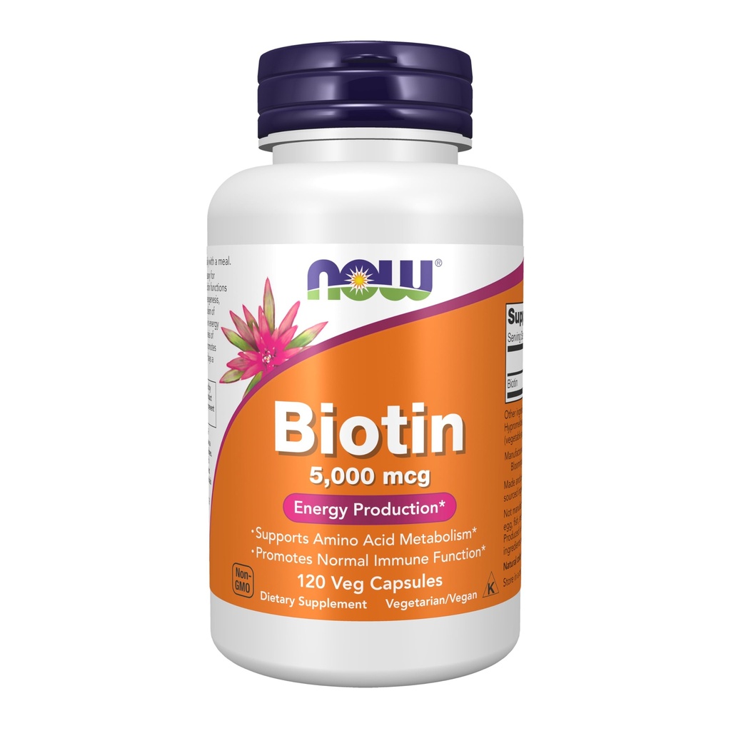 NOW Foods by Now Βιοτίνη Παραγωγή ενέργειας 5000 mcg- 120 Vcaps