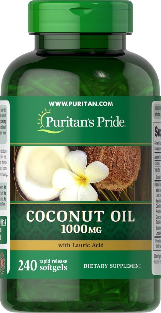 Puritan's Pride Coconut Oil 1000 mg Softgels, 240 Count