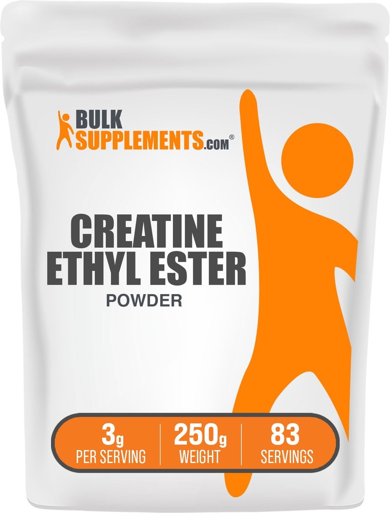 BulkSupplements.com Creatine Ethyl Ester HCl Powder - Creatine Supplement, Creatine Ethyl Ester Powder - Unflavored & Gluten Free, 3g per Serving, 250g (8,8 oz) (Pack of 1)