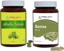 HERBAL HILLS Alfalfa Tabletισκίο και κάψουλες φύλλων Senna Συσκευασία 2 Combo
