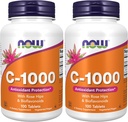 NOW Συμπληρώματα, Βιταμίνη C-1.000 με Rose HIPS & Bioflavonoids, Αντιοξειδωτική Προστασία*, 100 δισκία (πακέτο των 2)