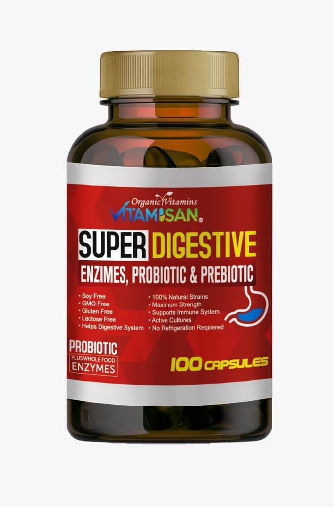 VITAMISAN Πωλήσεις Biliares Digestive Enzymes Pancreatin Enzimas Digestivas probiotic και prebiotic 100 caps