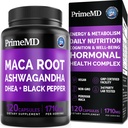 6-σε-1 Βιολογικές κάψουλες ρίζας Maca Ashwagandha 1710mg με εκχύλισμα φρούτων DHEA και Black Pepper για γυναίκες και άνδρες - Μαύρο συμπλήρωμα Maca για Stamina, Bone και Mood συμπλήρωμα υποστήριξης, 120 καταμέτρηση