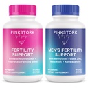Pink Stork & Blue Stork His and Hers Fertility Bundle: Συμπληρώματα γονιμότητας για γυναίκες, συμπληρώματα γονιμότητας για άνδρες, γονιμότητα Προγεννητική βιταμίνη, Vitex, Ινοσιτόλη, Folate, Βιταμίνη B6, 60 κάψουλες