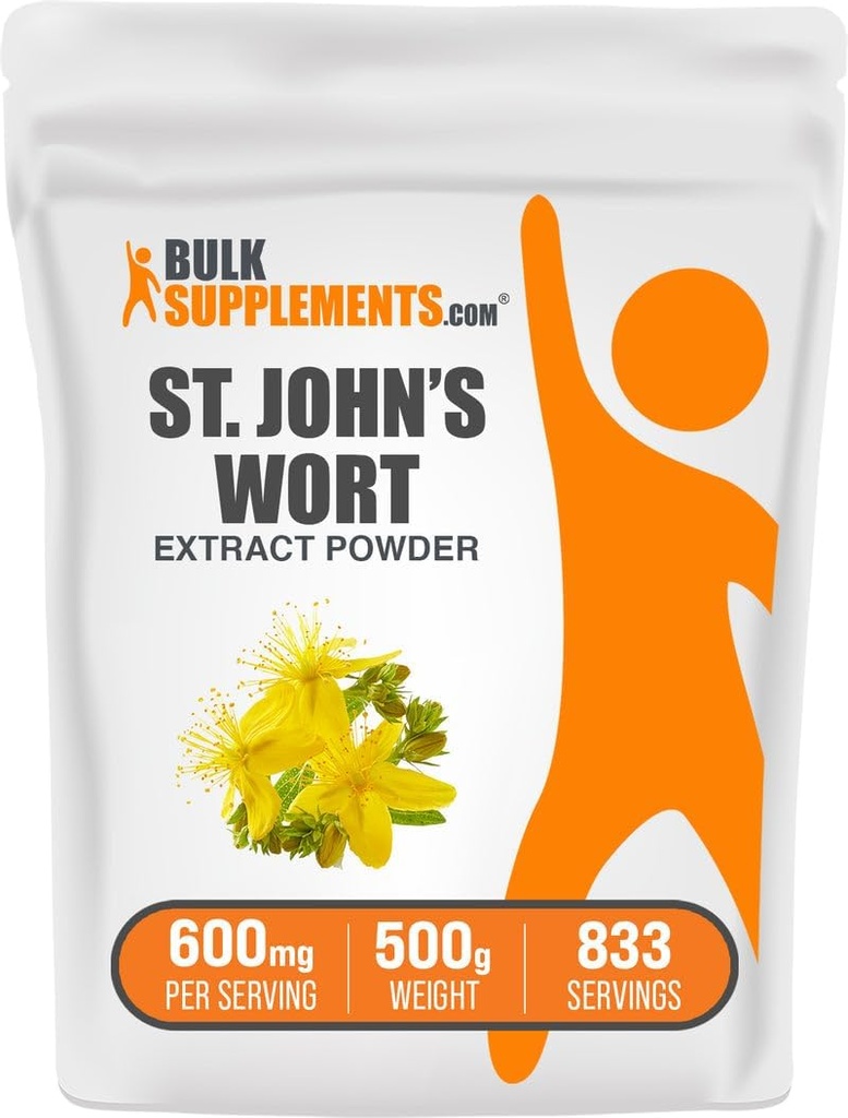 BulkSupplementers.com St. John's Wort Extract - St. Johns Wort Supplement, Herbal Supplement for Mood - Vegan & Gluten Free, 600mg per Serving, 500g (1.1 lbs) (Pack of 1)