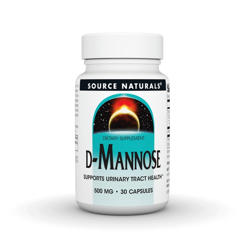 Source Naturals D-Mannose, Ισχυρή Ουρολοίμωξη & Βλάσφημη Υγεία Υποστήριξη*, 500mg - 30 Κάψουλες