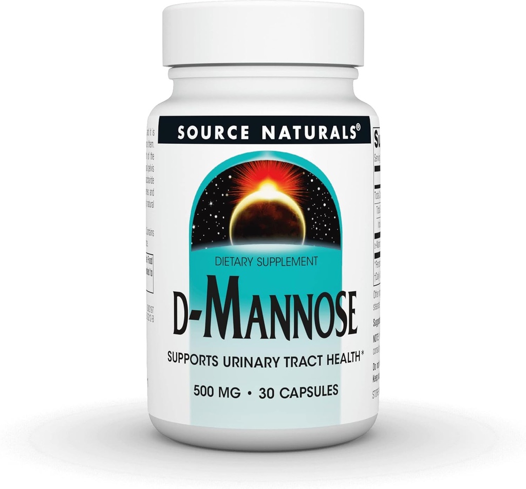 Source Naturals D-Mannose, Ισχυρή Ουρολοίμωξη & Βλάσφημη Υγεία Υποστήριξη*, 500mg - 30 Κάψουλες