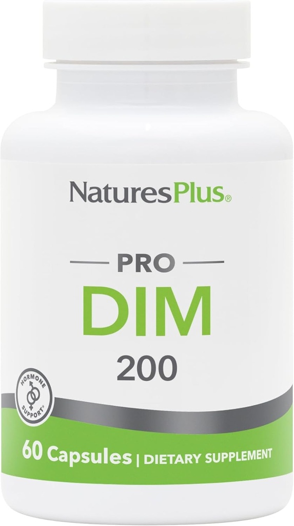Natures Plus PRO DIM 200 mg - 60 Κάψουλες - Υποστηρίζει Υγιή επίπεδα οιστρογόνων - Μη ΓΤΟ, Vegan & Gluten Free - 30 Υπηρεσίες