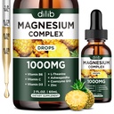 Triple Magnesium Complex Supplement, Μαγνήσιο Γλυκινικό, Blend, Κιτρικό Υγρές σταγόνες 1000mg με Ashwagandha, CoQ10, Βιταμίνη B6, C, D, Ψευδάργυρος - Vegan Ανανάς Γεύση Γεύσης
