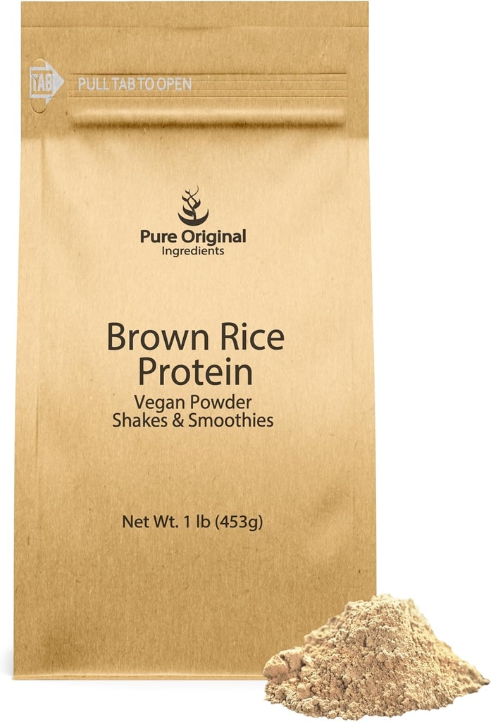 PURE ORIGINAL INGREDIENTS Brown Rice Vegan Protein Powder (1 lb) Sprouted Brown Rice, Gluten Free, Shakes & Smoothies