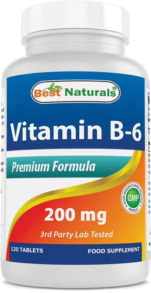 Best Naturals Βιταμίνη b6 200mg για ενήλικες, 120 δισκία (120 Count (Pack of 1))