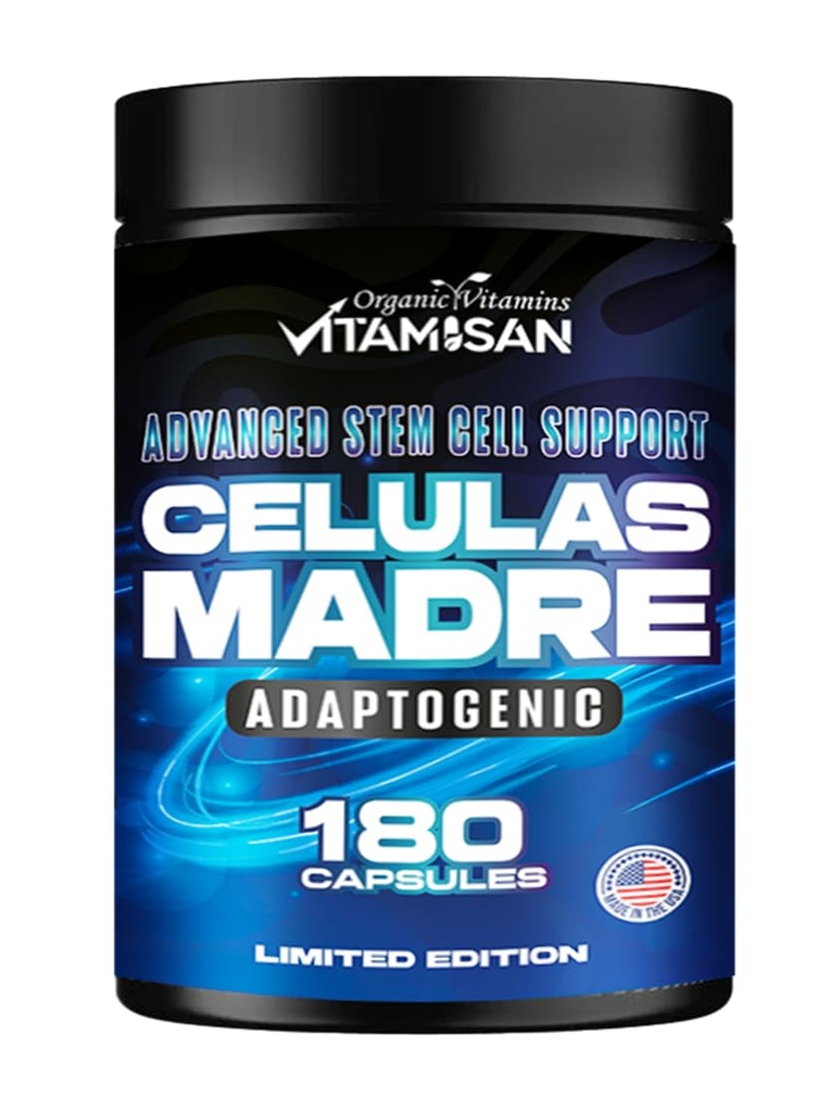 VITAMISAN Celulas Madres 180 Κάψουλες - Μπλε Άλκη - Μη ΓΤΟ -Γλουτένη Δωρεάν AFA -Celula Madre συμπλήρωμα - Μάνα Beta Glucan Lion υποστηρίζει υγιή γήρανση & προωθεί την ανοσοποίηση Spirulina.