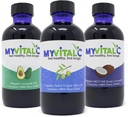 MyVitalC Combo Organic Extra Virgin Olive Oil, MCT & Avocado Oil - Συμπλήρωμα αντιοξειδωτικών ESS60 - Για την καταπολέμηση της γήρανσης, της μακροζωίας, του ύπνου, της ενέργειας - Συσκευασία των 3