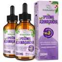 Liposomal Ashwagandha Liquid Drops 2000mg, Ashwagandha Root Extract Supplement (7% Withanolides) με Black Pepper Extract & Probiotics για Focus, Cognition & Energy - 4 FL.OZ (2 φιάλη)