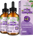 Liposomal Ashwagandha Liquid Drops 2000mg, Ashwagandha Root Extract Supplement (7% Withanolides) με Black Pepper Extract & Probiotics για Focus, Cognition & Energy - 4 FL.OZ (2 φιάλη)